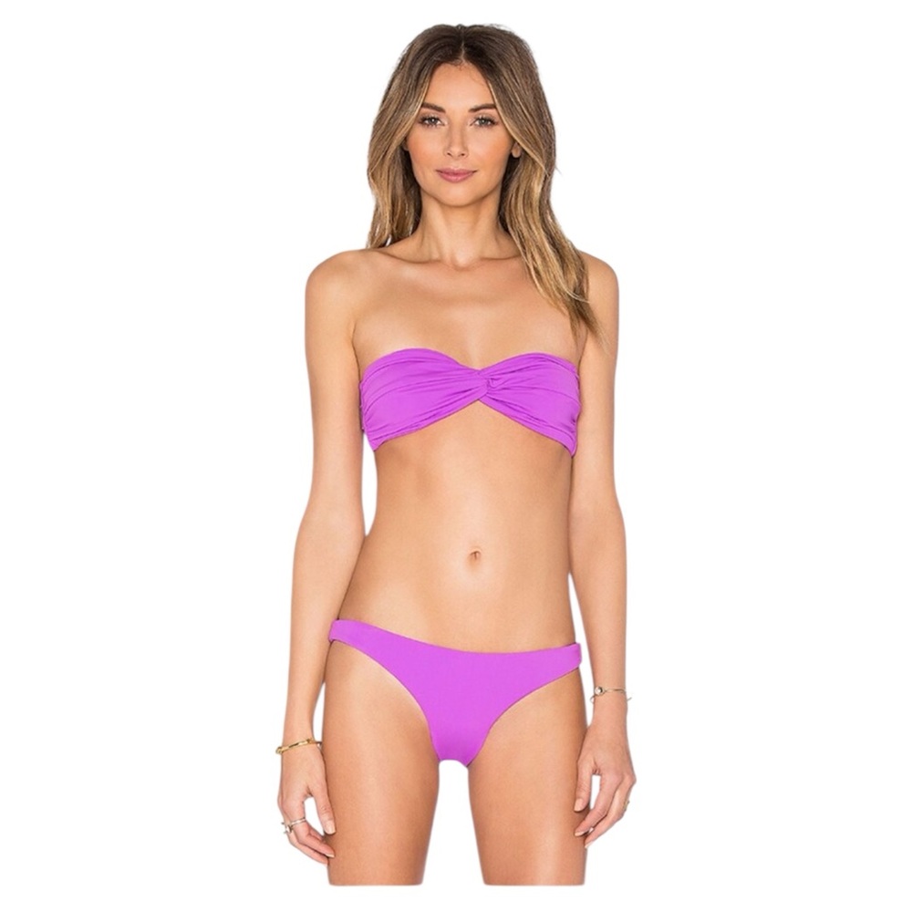 NWT Mara Hoffman Swim Twist Front Bandeau Bikini Top in Purple Size Medium